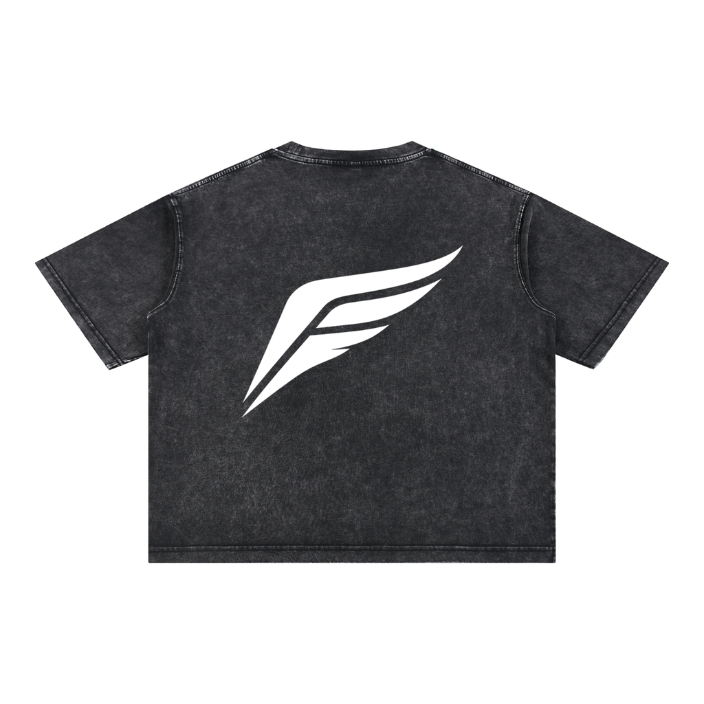 ESSENTIAL COLLECTIVE CROPPED HEAVYWEIGHT TEE - WHITE BADGE